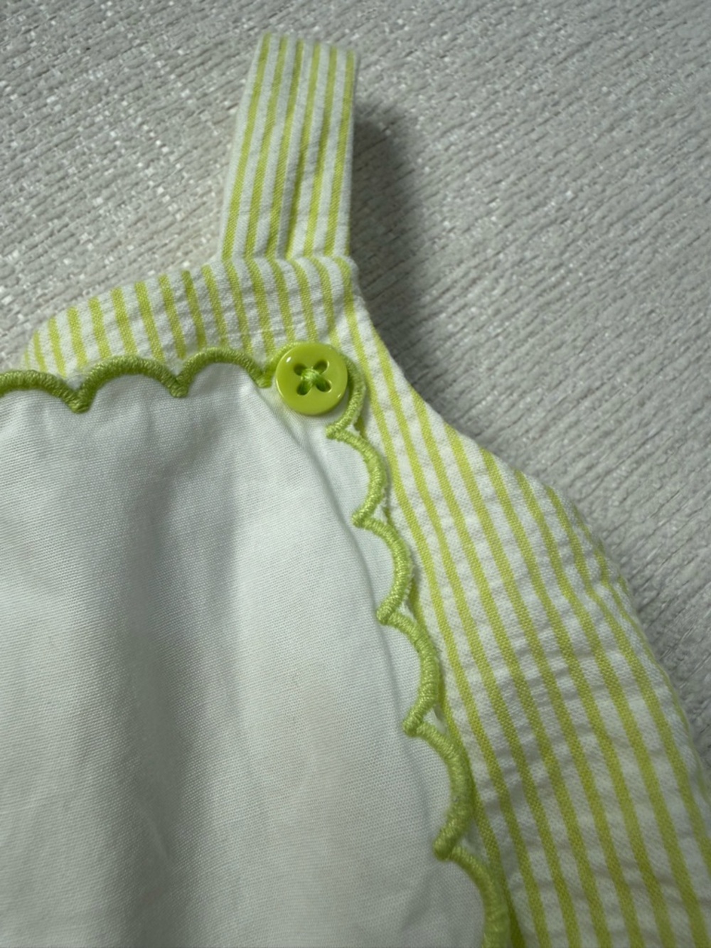 Janie & Jack Light Green & White Striped SunDress w/bloomers 100% Cotton - Picture 3 of 6